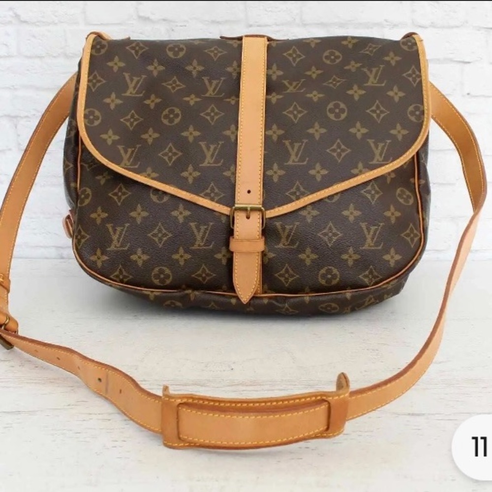 AUTHENTIC “LV”Saumur 35 Monogram Crossbody & Shoulder Bag Messenger Brown Purse